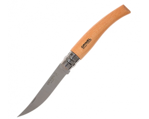 Нож филейный OPINEL №8, нержавеющая сталь, рукоять из дерева бука